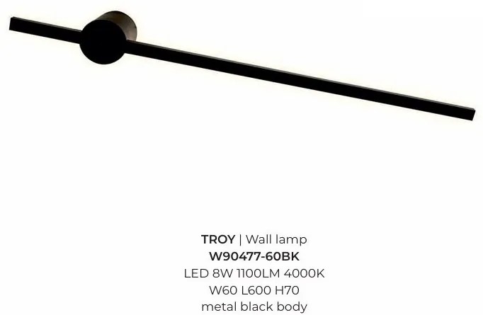 Aplica de perete LED pivotanta design liniar TROY 60cm