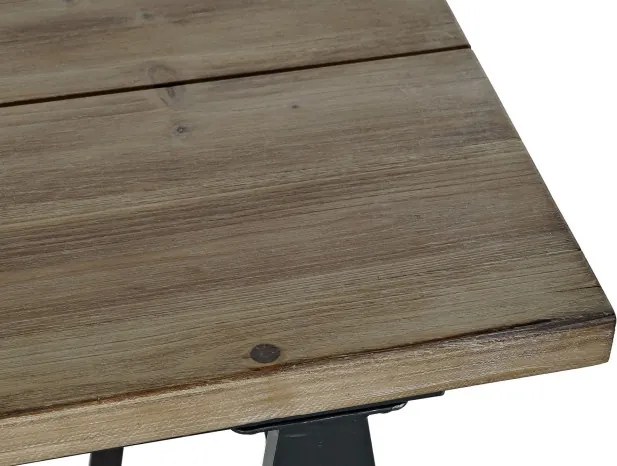Consolă decorativă cu roți, stil industrial modern, culoare natur, din metal și lemn de molid, „Spruce”