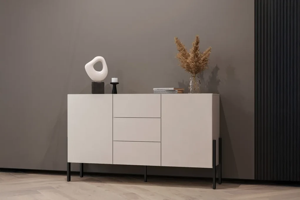 Comoda cu sertare Wezilo 154 cm - cașmir / negru Picioare
