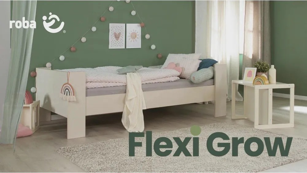 Pat pentru copii bej înalt fără somieră 90x200 cm Loft – Roba