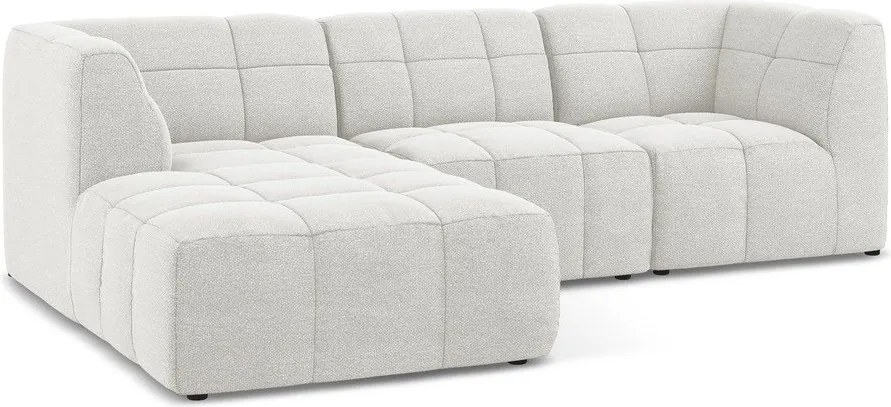 Colțar alb cu tapițerie din țesătură bouclé (cu colț pe partea stângă/cu șezlong) Aloha – Makamii