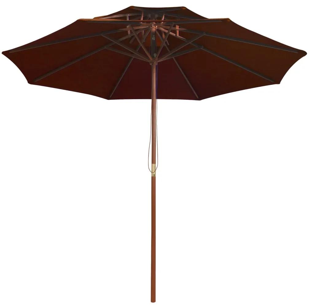 Umbrela de soare dubla, stalp din lemn, caramiziu, 270 cm Terracota