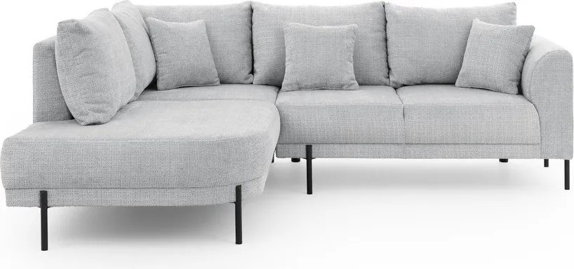 Colțar gri deschis cu tapițerie din chenille (cu colț pe partea stângă/în formă de ”L”) Mauris – Ropez