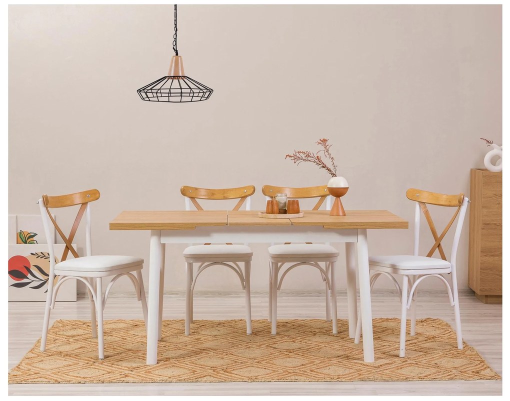 Set mobilier sufragerie Duvasa 25 (alb) (pentru 4 persoane). 1093810
