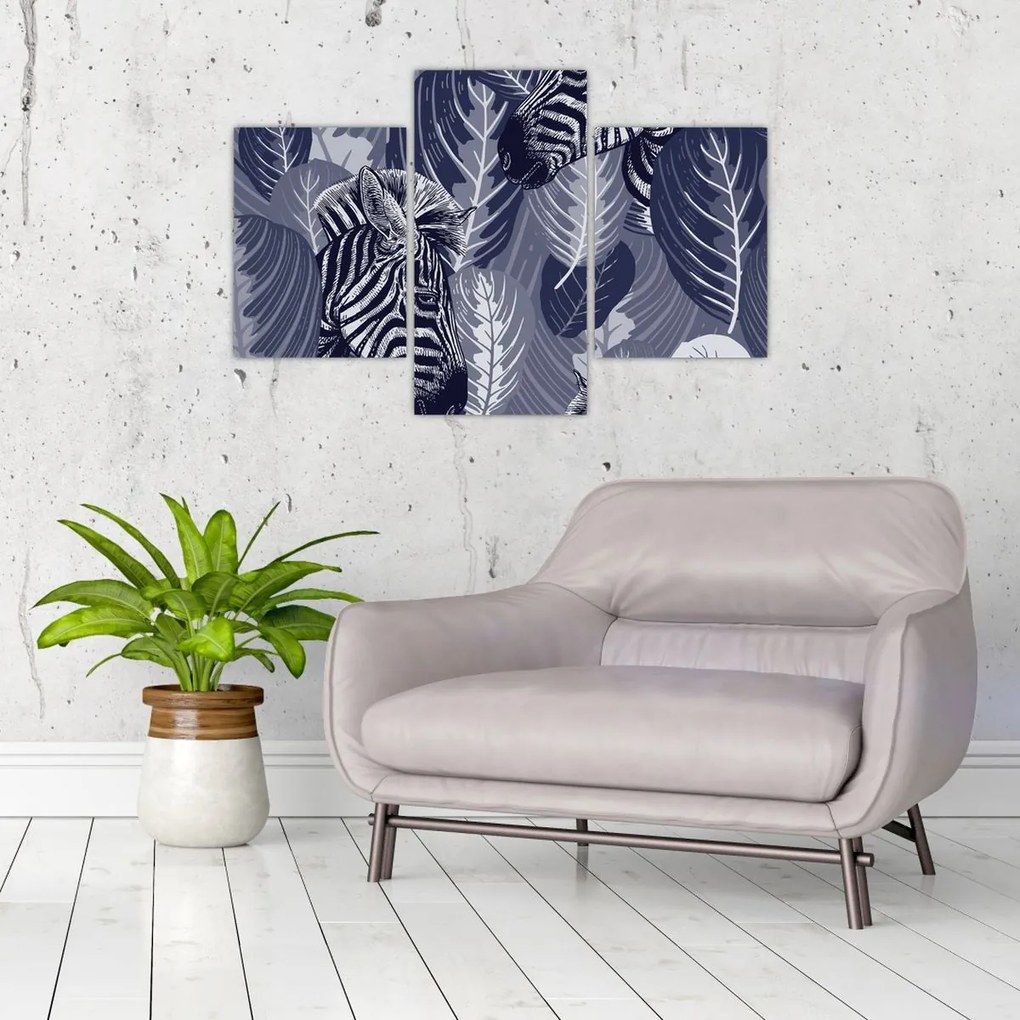 Tablou - Zebre albastre (90x60 cm)