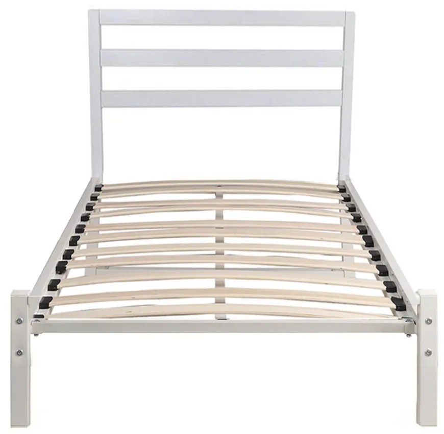 Cadru pat metalic Bella cu grilaj cadou-90x200 cm-alb