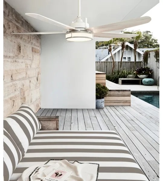 Ventilator LED dimabil Lucci air 213176 LOUISVILLE 1xGX53/18W/230V lemn/alb + telecomandă