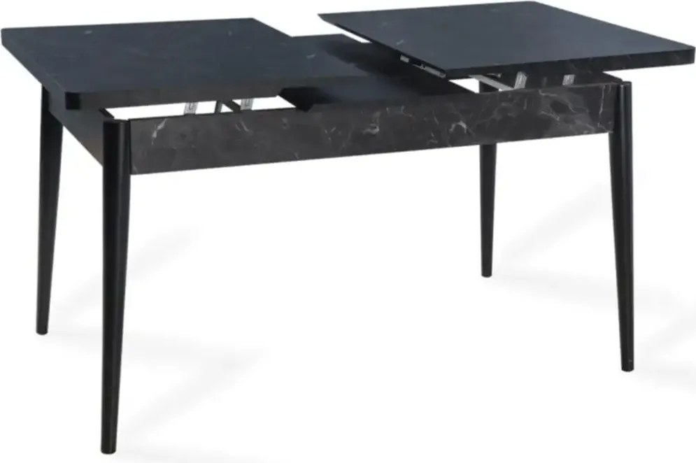 Set masa extensibila cu 4 scaune tapitate Homs marmorat negru 170 x 80 cm