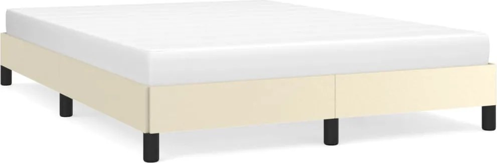 vidaXL Cadru de pat, crem, 140x190 cm, piele ecologică