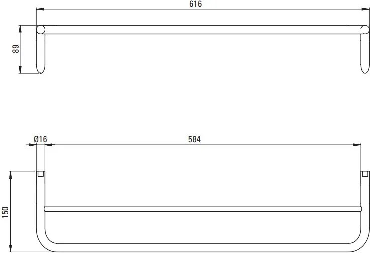 Silia Suport dublu pentru prosoape finisaj crom ADI_0631