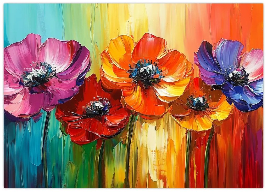 Tablou - Cinci flori colorate (70x50 cm)