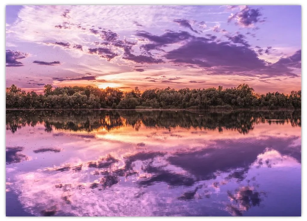 Tablou pe sticlă cu cerul violet (70x50 cm)