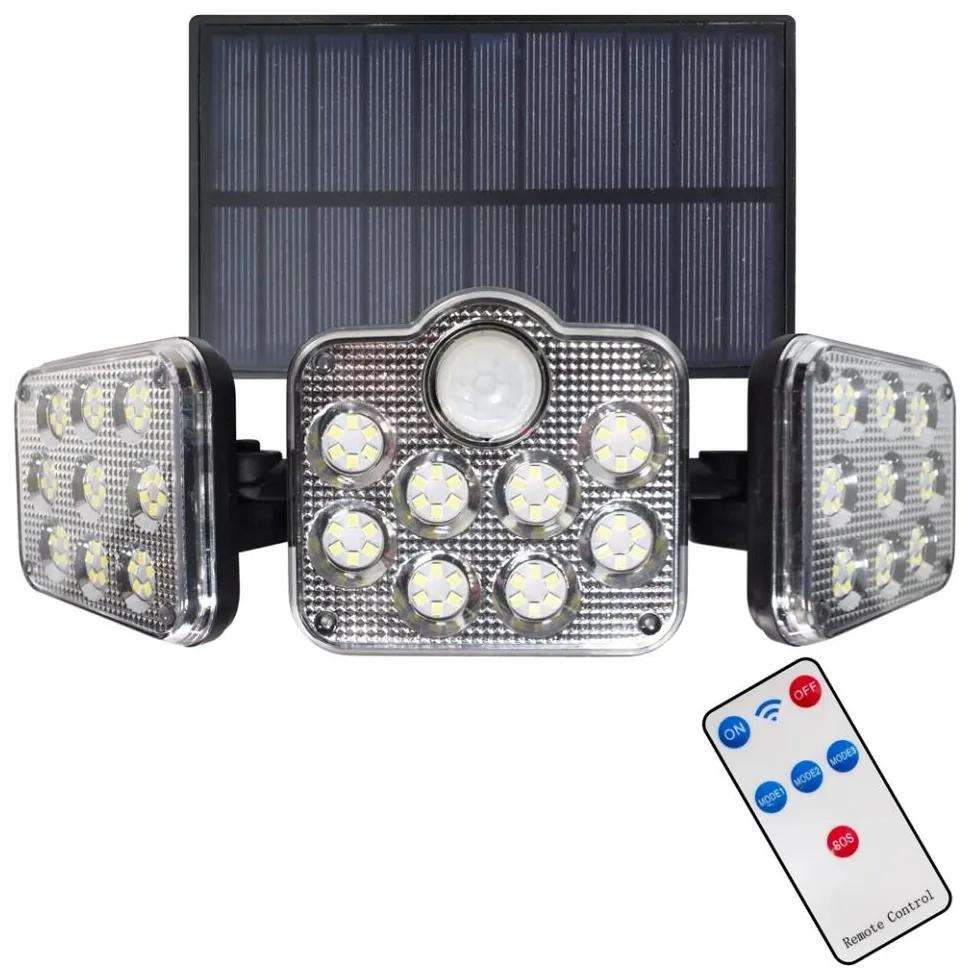 Proiector LED solar cu senzor de mișcare LED/20W/3,7V 1200 mAh IP44 + telecomandă