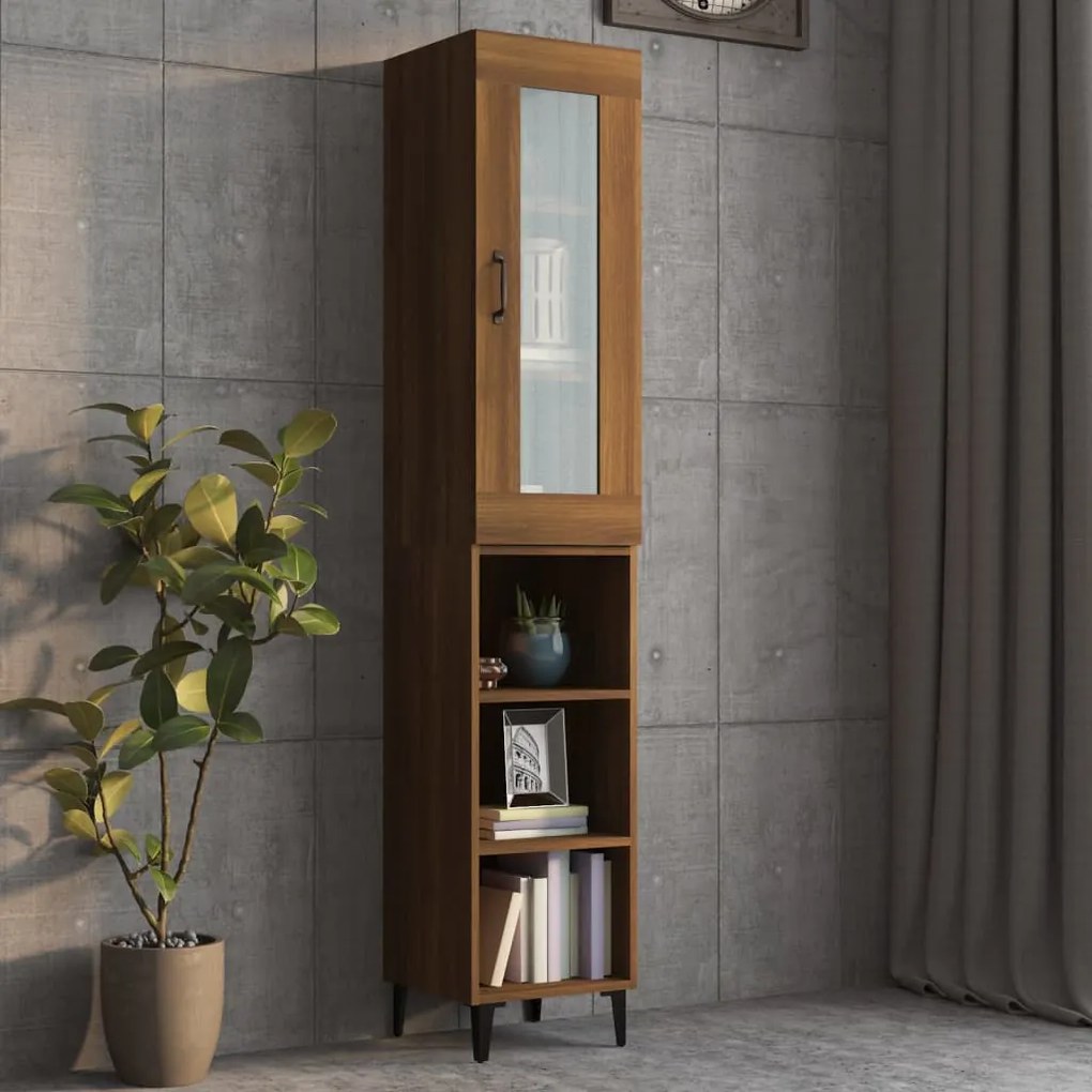 3115403 vidaXL Dulap înalt, stejar maro, 34,5x34x180 cm, lemn prelucrat