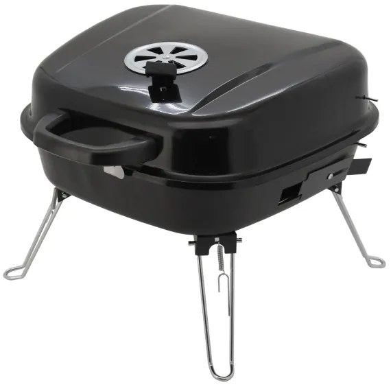 Grătar portabil cu cărbuni, negru