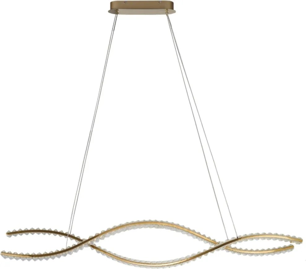 Lustra LED CCT suspendata cu telecomanda SPARK WAVES 150 auriu