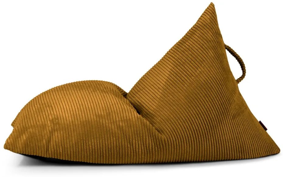 Fotoliu puf pentru copii galben muștar cu tapițerie din catifea reiată Razzy – SLOWDOWN