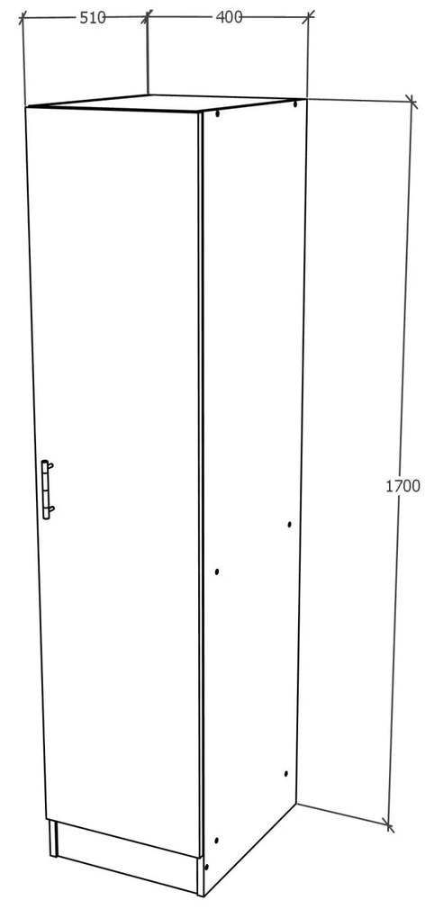 Dulap Remi, O Usa, cu polite, Alb, 40 x 51 x 170 cm