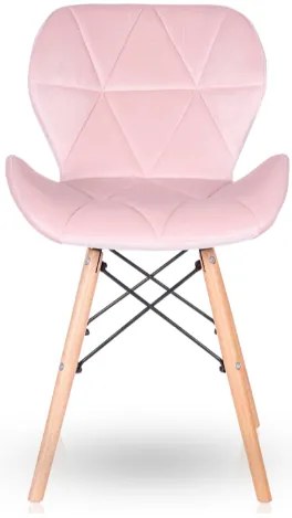 Scaune de sufragerie 4buc din catifea, roz PINK CRYSTAL