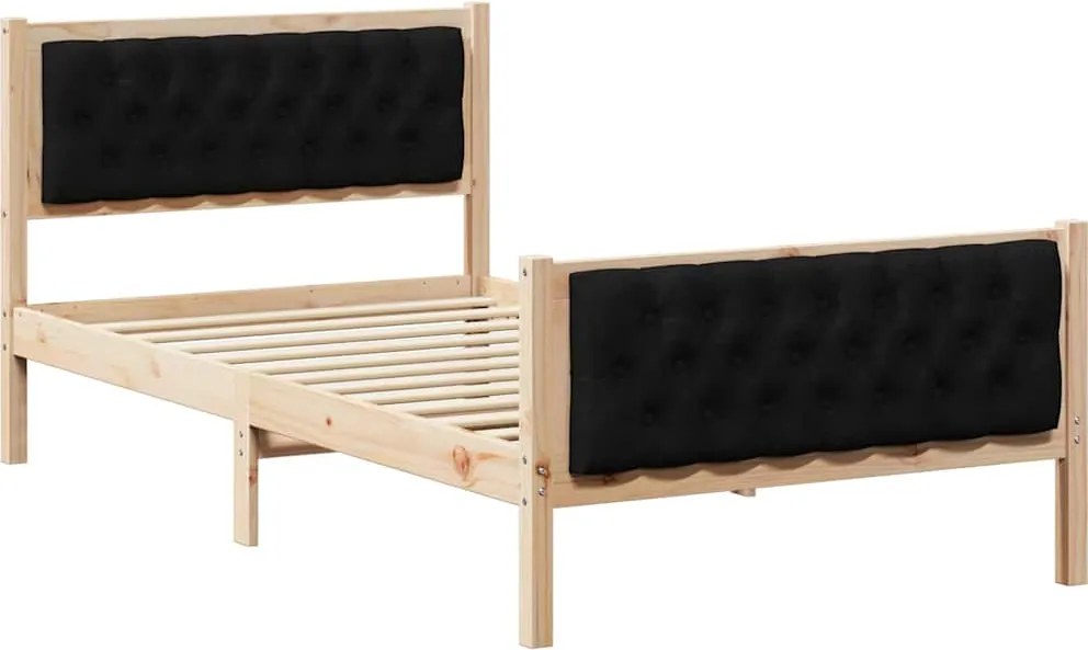 vidaXL Cadru de pat cu headboard Negru 100 x 200 cm Lemn de pin masiv
