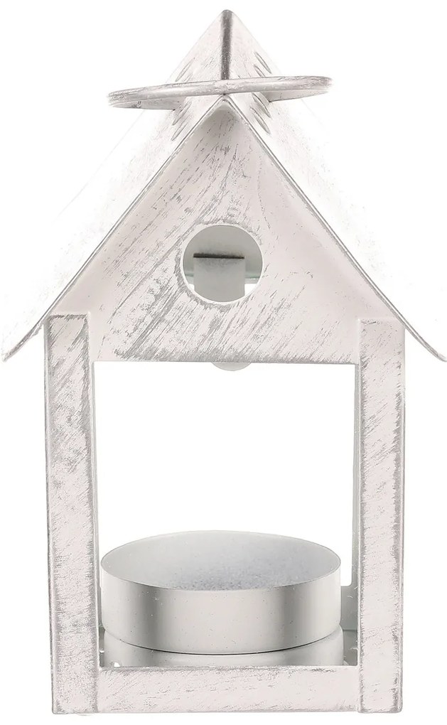 Alfalfa Birdhouse metalic, alb, 11 cm