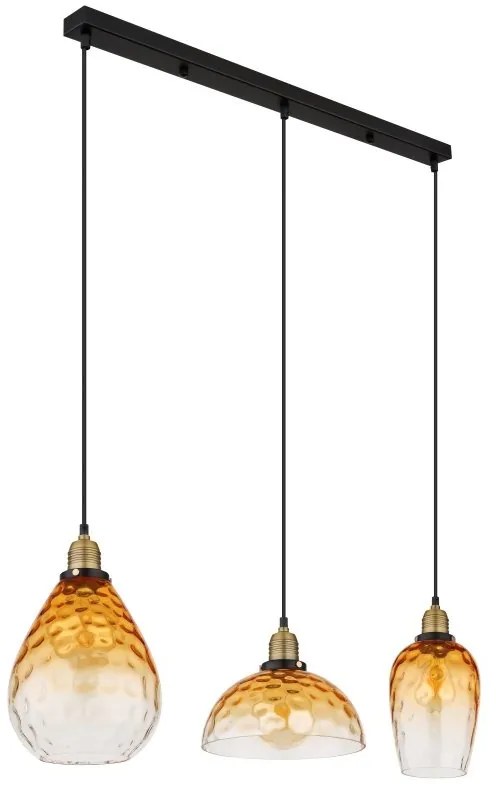 Lustra suspendata design decorativ SALVY 3L negru/chihlimbar