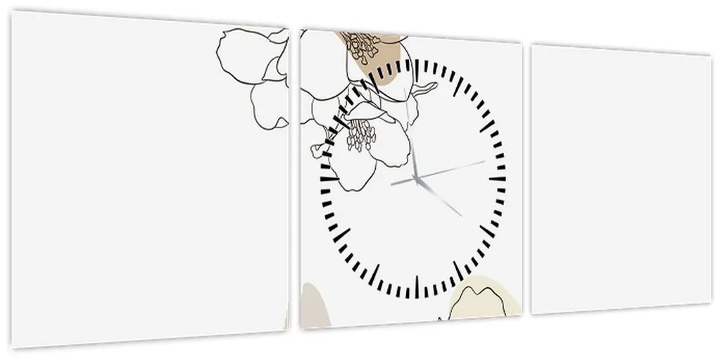 Tablou - Flori bej cu fluture N⁰2 (cu ceas) (90x30 cm)