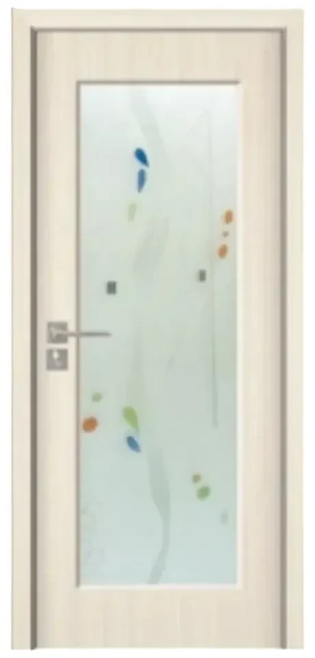 Usa Interior din MDF Novo Doors ND110, Cadru din Lemn Masiv, Geam Sablat, KIT COMPLET, Toc , Manere si balamale incluse (Culoare: Nuc, Dimensiune: 60