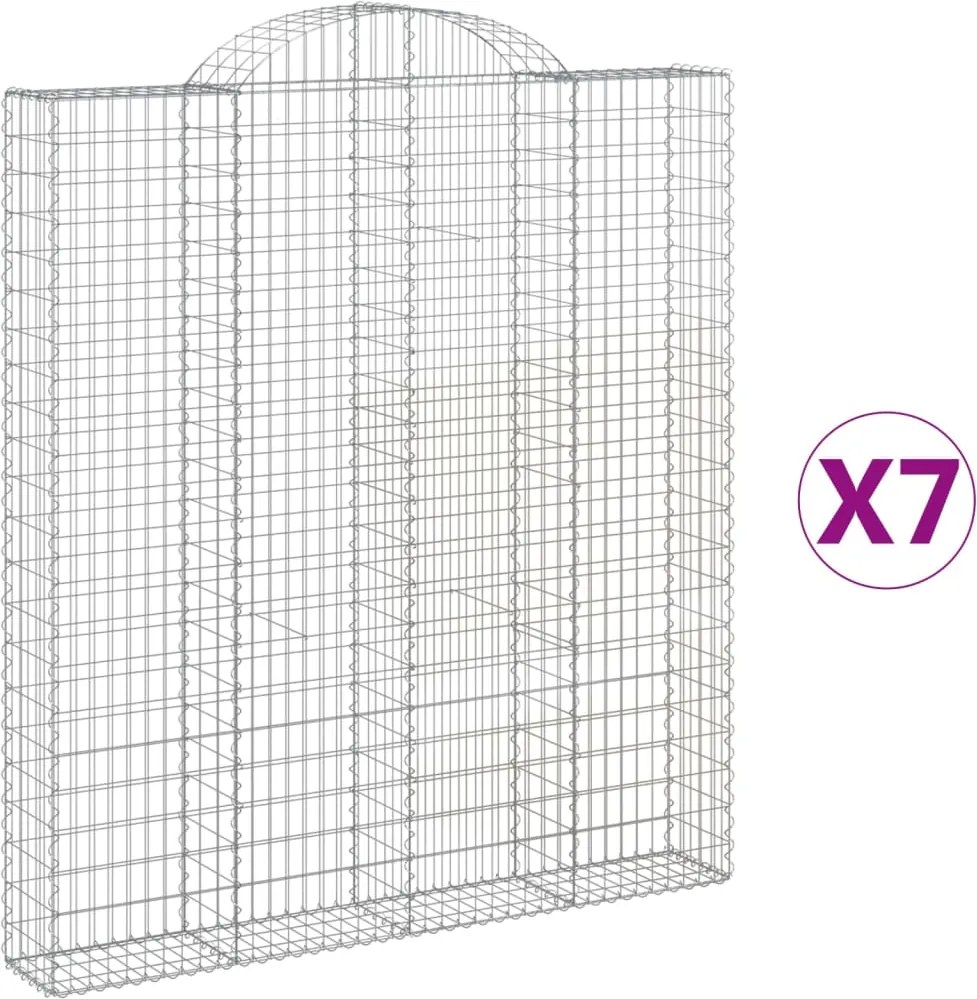 vidaXL Coșuri gabion arcuite,7 buc., 200x30x220/240cm, fier galvanizat