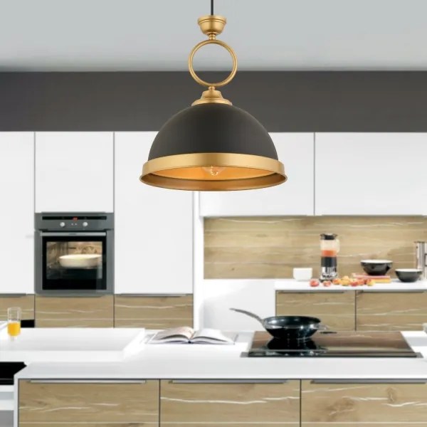 Lustră suspendată MONZA pe cablu, 1xE27/40W/230V, Ø 30 cm, negru/bronz