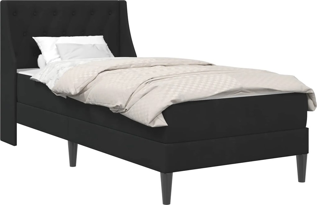vidaXL Cadru de pat cu saltea cu saltea Negru 90 x 190 cm Catifea
