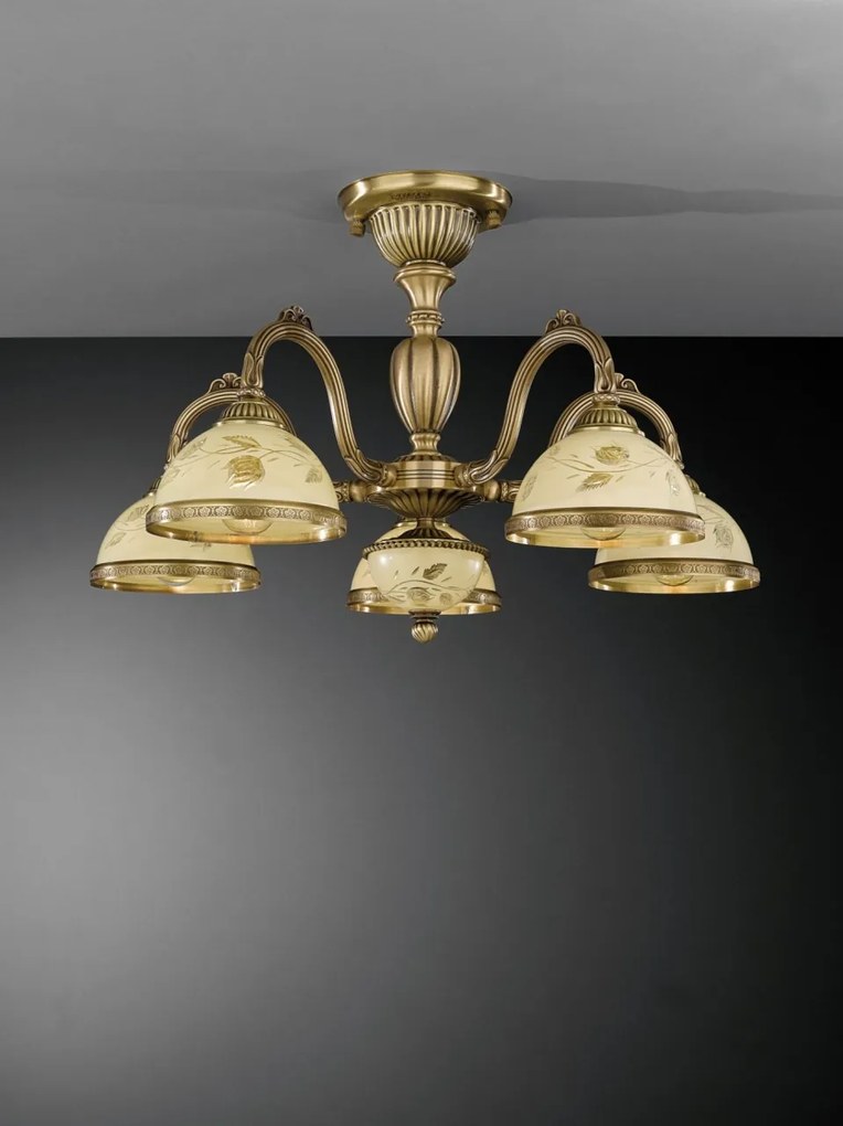 Lustra aplicata din alama cu sticla decorata design italian 5 6208