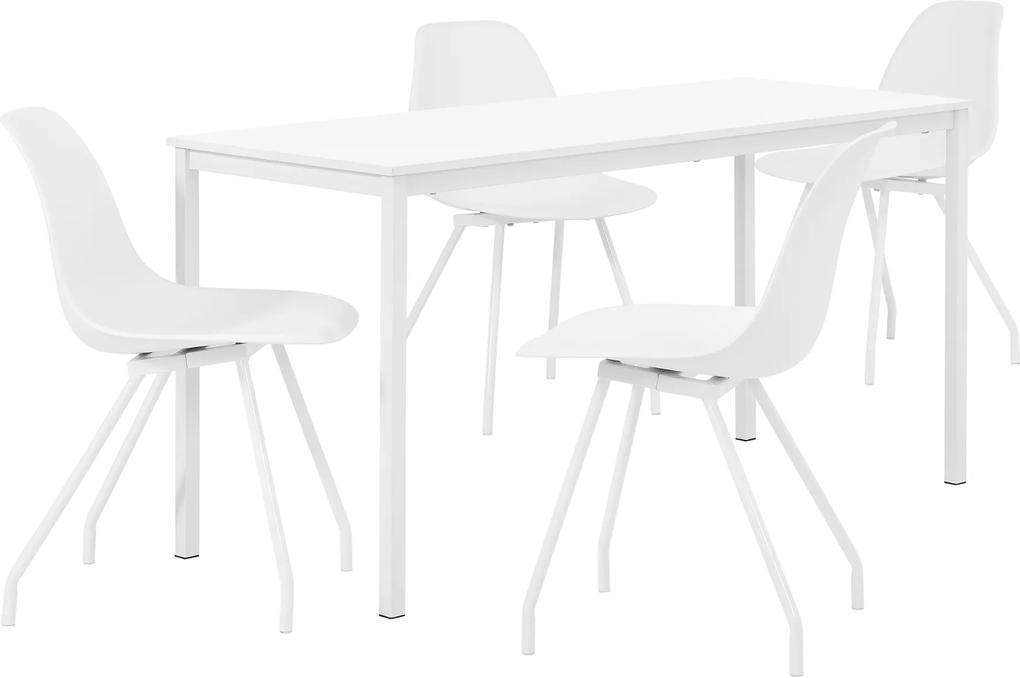 [en.casa]® Masa bucatarie/salon design elegant (140x60cm) - cu 4 scaune elegante - alb