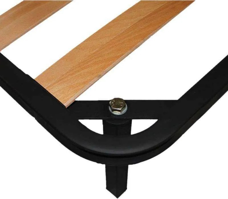 Somieră metalică cu lamele din fag Qualitysom Single 100×200 cm, rabatabilă, cu picioare