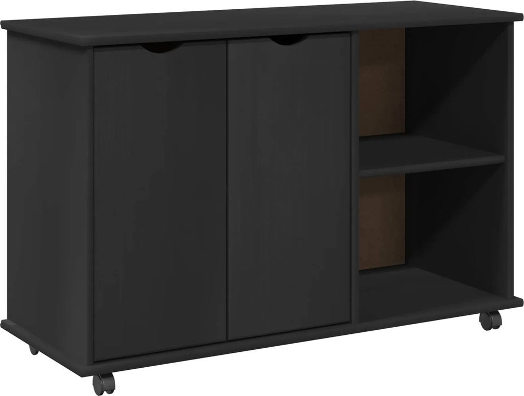 vidaXL Cabinet mobil Negru 100 x 39 x 65,5 cm Lemn de pin masiv