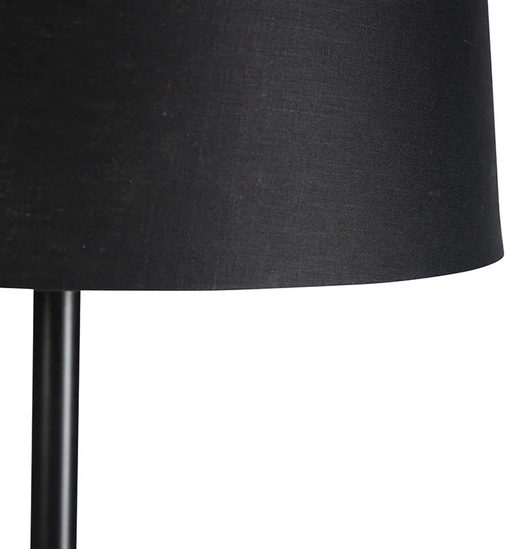 Lampă de podea neagră cu umbră de in negru 45 cm - Simplo