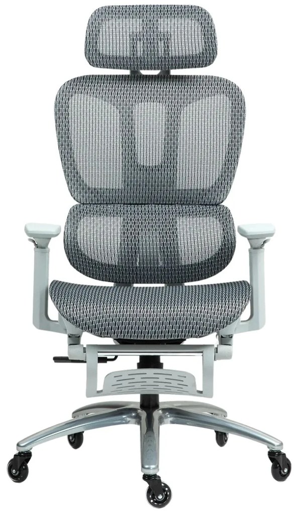 METACHAIR Scaun ergonomic, cotiere 3D, suport picioare, Full Mesh, Gri