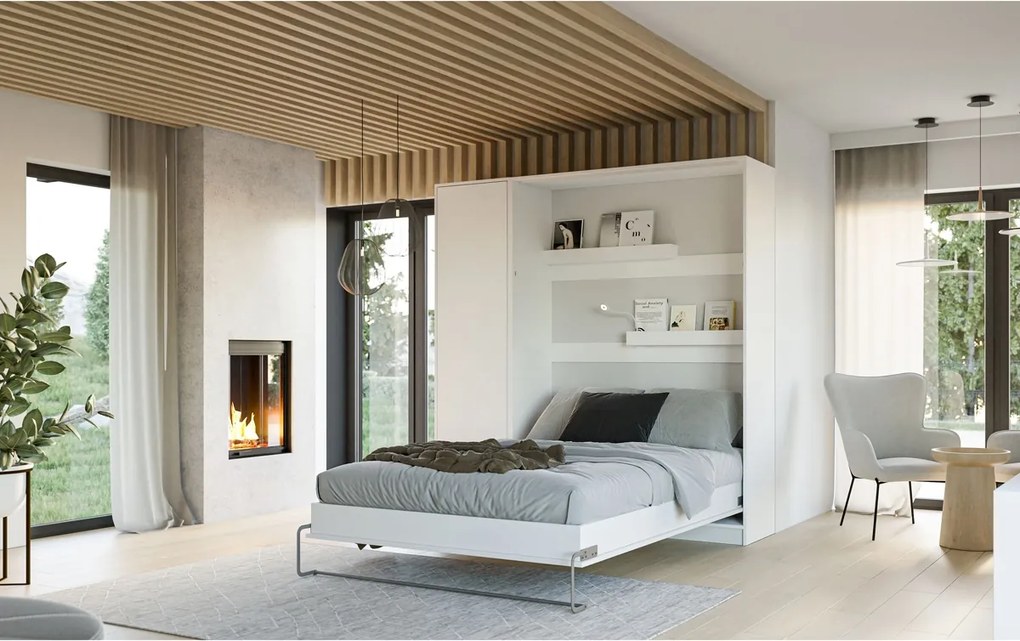 Dulap Modern Loft S pentru pat rabatabil vertical - alb mat