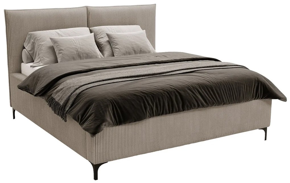Pat matrimonial 140 cm Camtana (Bej + Negru) (cu somieră) (cu sp. depozitare). Promo -17%. 1104104