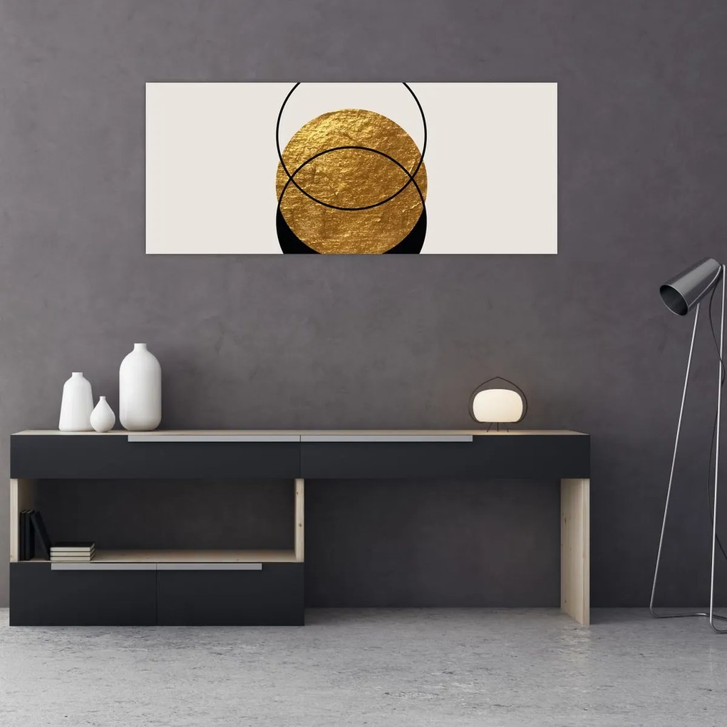 Tablou - Abstracție de aur și alb N⁰2 (120x50 cm)