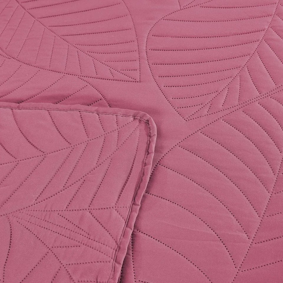 Cuvertura de pat roz cu model LEAVES Dimensiune: 200 x 220 cm