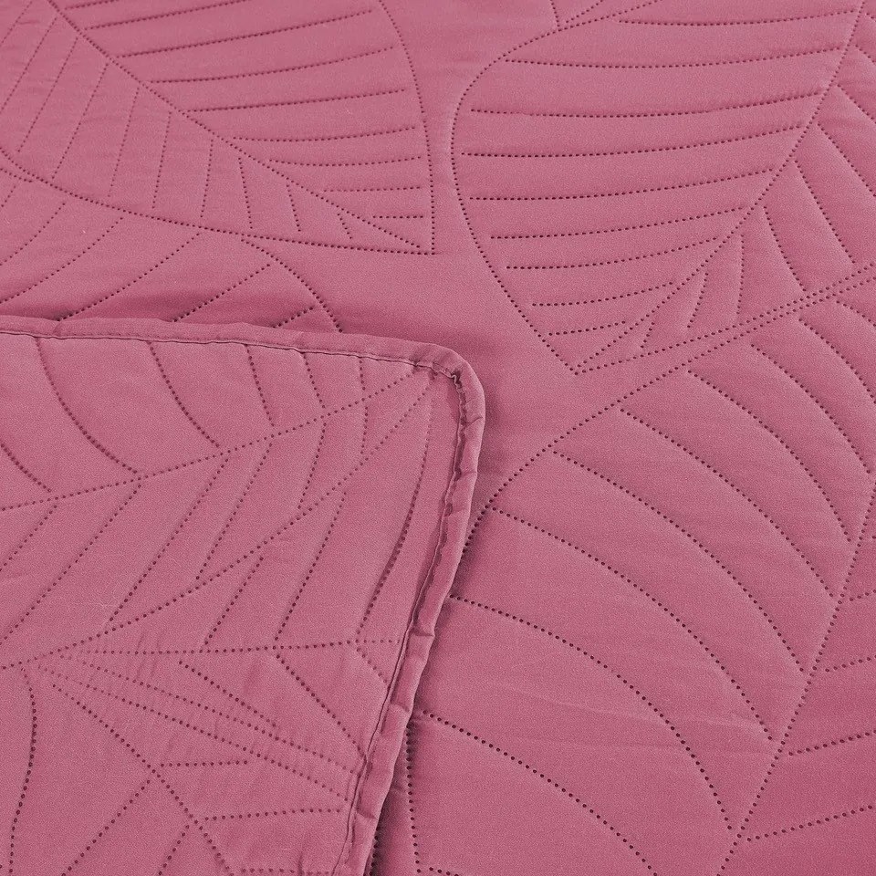 Cuvertura roz pentru pat cu model LEAVES Dimensiune: 170 x 210 cm