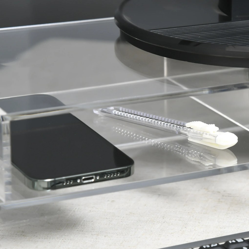 HOMCOM Suport Monitor Acrilic cu Spațiu pentru Tastatură, Organizator Birou Multifuncțional, Transparent, 50.8x19x12 cm | Aosom Romania
