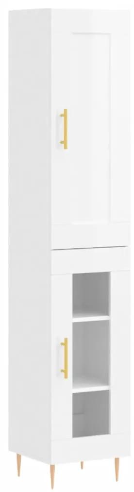 3200379 vidaXL Dulap înalt, alb extralucios, 34,5x34x180 cm , lemn prelucrat