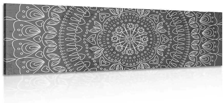 Tablou Mandala desenată manual în design alb-negru