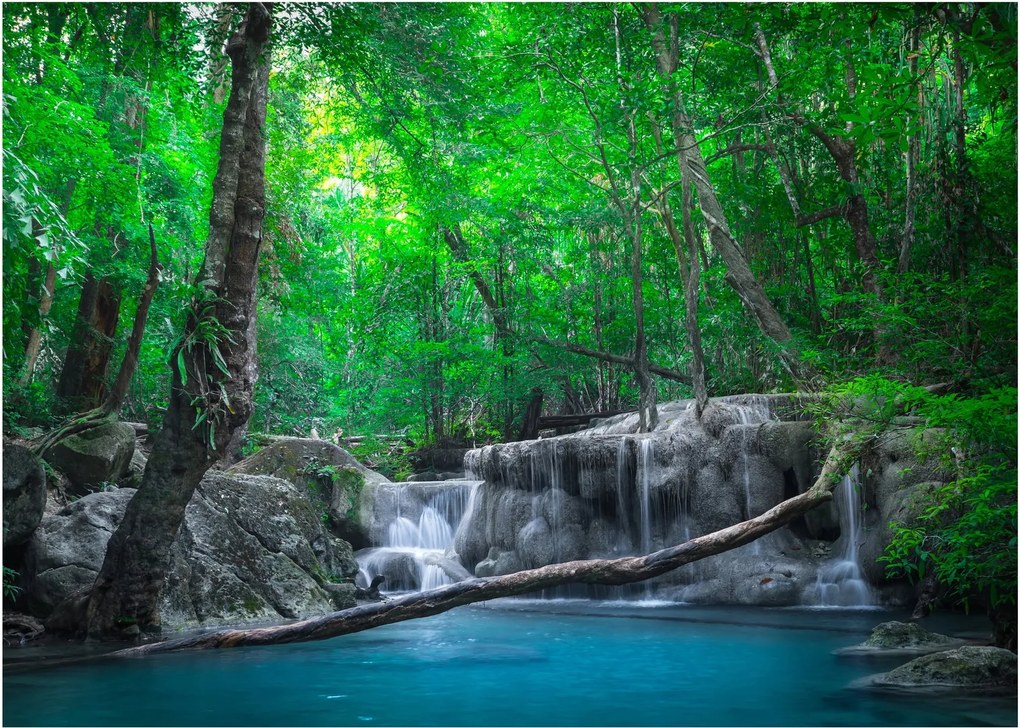 Tablou pe sticlă - Cascada Erawan, Kanchanaburi, Thailanda (70x50 cm)