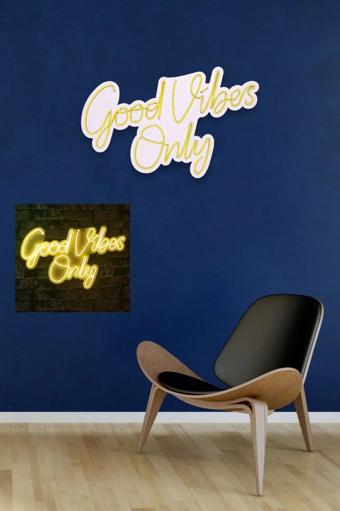 Decoratiune luminoasa LED de perete Good Vibes Only 2 Galben 37x62x2 cm