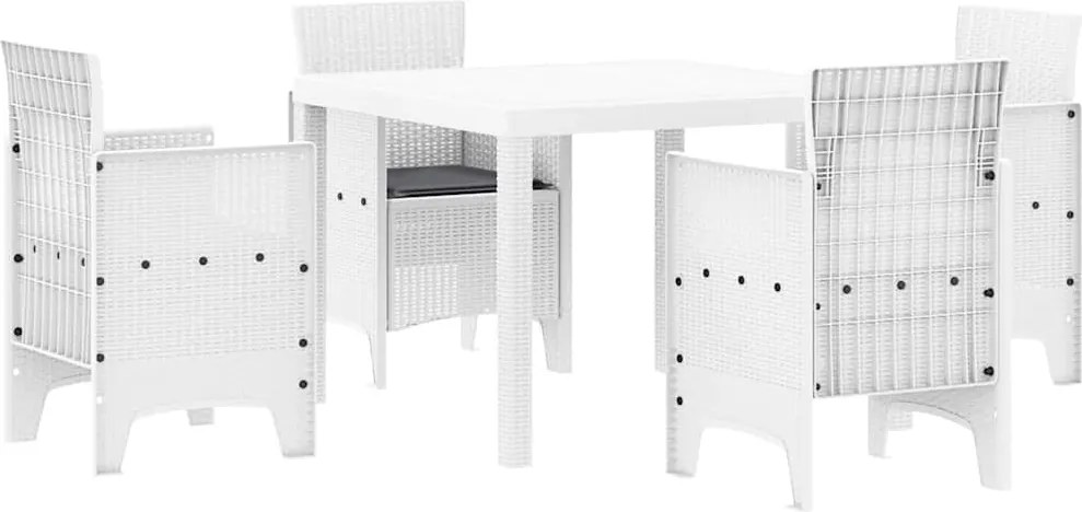 vidaXL Set de masă pentru grădină 5 pcs Alb Polipropilenă