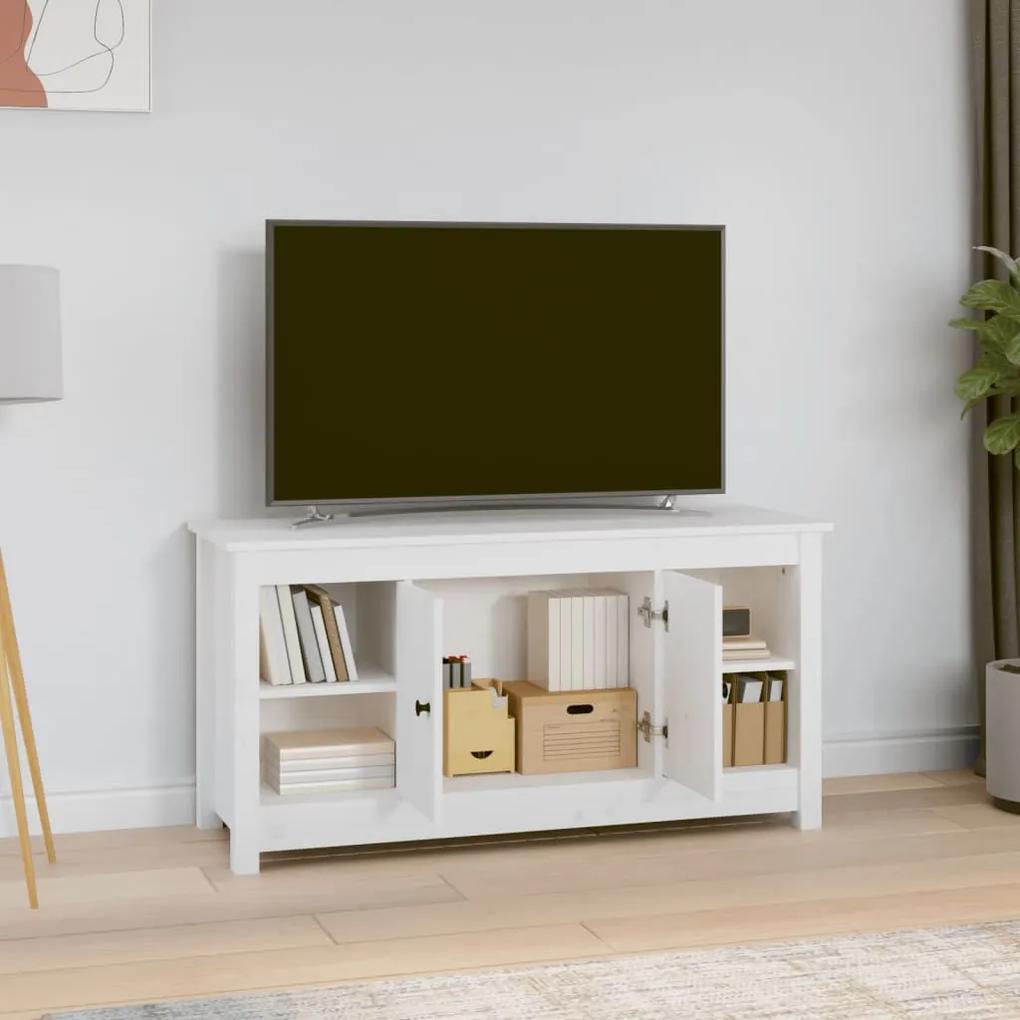 Comoda TV, alb, 103x36,5x52 cm, lemn masiv de pin 1, Alb