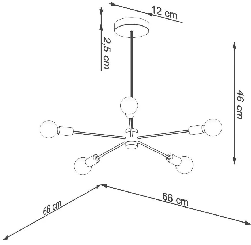 Plafonieră neagră 66x66 cm Benedett – Sollux